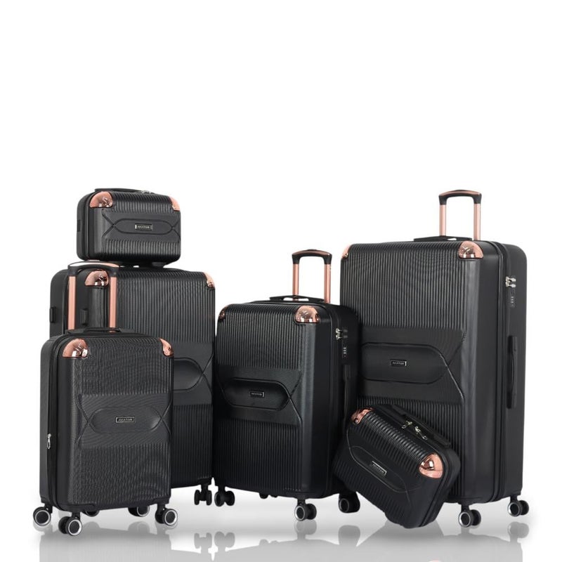 أفياتور طقم حقائب سفر دبش  فاخر: خيار مثالي للعرائس والمسافرين المتميزين مكون من 6 قطع ويشمل حقيبتين يد - كفرات دبل ومرنة - قفل رقمي ثابت ضد السرقة - Image 1